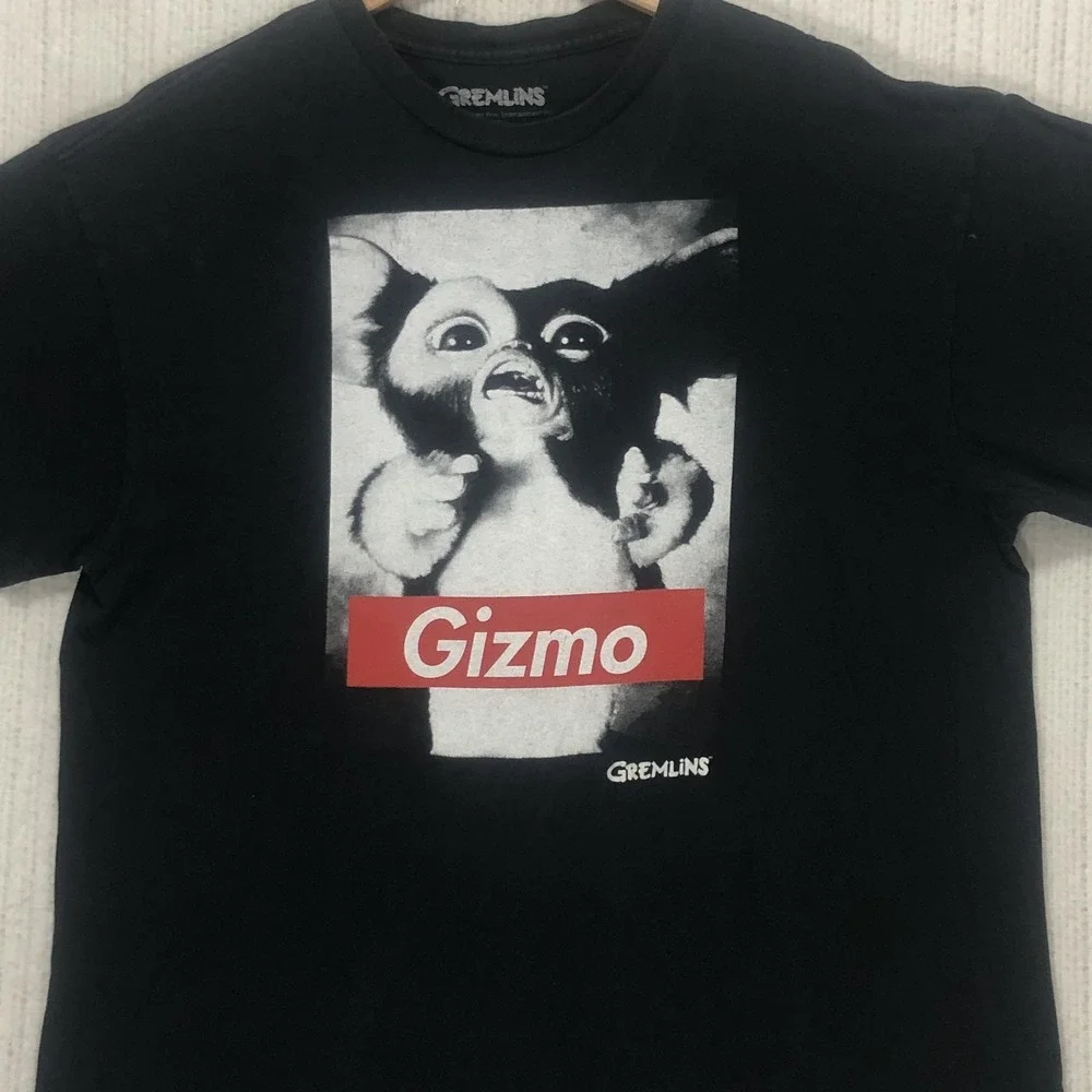 Gremlins Gizmo Graphic T-Shirt Mens XL‎ Black Cotton Box Logo Style Warner Bros